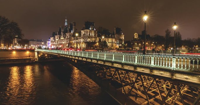Pont d'Arcole - Paris Timelapse soir