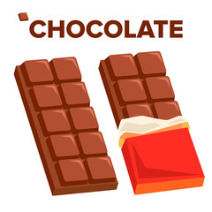 Chocolate Bar Icon Vector. Dark Opened Taste Bar. Isolated Flat Cartoon Illustration