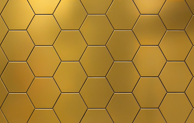 Photo of gold glitter geometric pattern background with hexagon line texture for pattern.