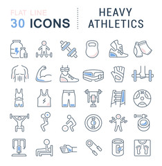 Set Vector Line Icons of Heavy Athletics.