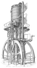 Old steam machine / vintage illustration from Meyers Konversations-Lexikon 1897