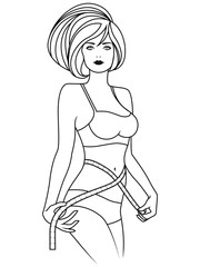 Woman measuring the size of her waist