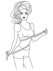 Slim girl with tape measure around body