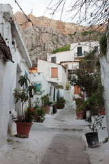 Anafiotika is part of old historical neighborhood Plaka on northern-east side of the Acropolis hill, Athens, Greece