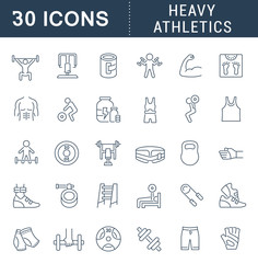 Set Vector Line Icons of Heavy Athletics.