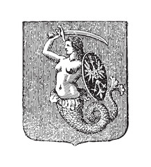 Warsaw coat of arms / vintage illustration from Meyers Konversations-Lexikon 1897 © Hein Nouwens