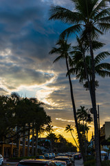 Naklejka premium Dramatic sky over Naples at sunset