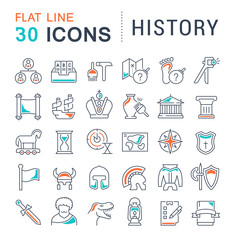 Set Vector Line Icons of History.