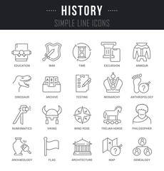 Set Vector Line Icons of History.