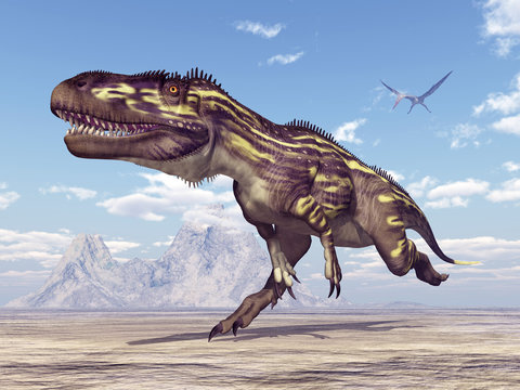 Dinosaurier Torvosaurus in einer Landschaft