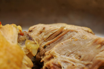 Healthy meat macro shoot. Healthy lunch. Barley meat, protein source