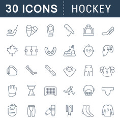 Set Vector Line Icons of Hockey.