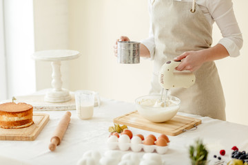family tradition and custom, girl preparing for festive meal. close up cropped photo