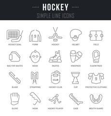 Set Vector Line Icons of Hockey.