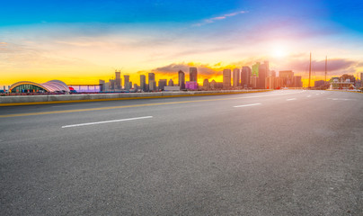 Obraz premium Urban Road, Highway and Construction Skyline..