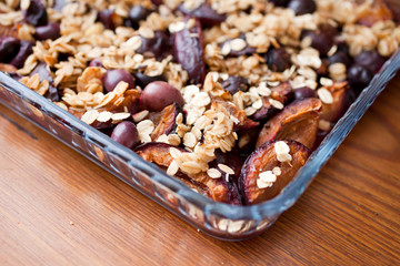  Organic Granola- baked oats with plums for breakfast