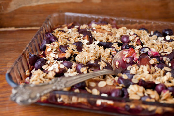  Organic Granola- baked oats with plums for breakfast