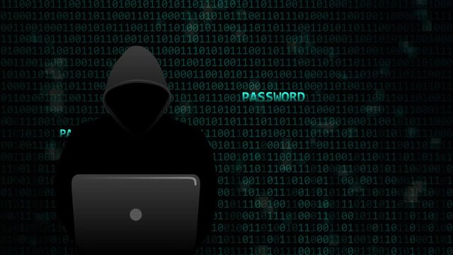 hacker steals digital passwords binary code background illustrated animation