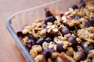  Organic Granola- baked oats with plums for breakfast