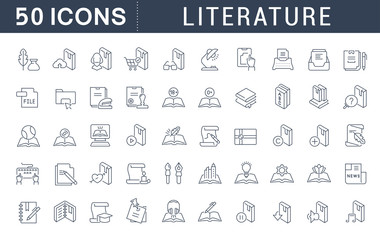 Set Vector Line Icons of Literature.