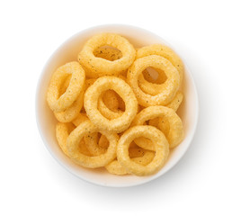 Bowl of crispy onion rings