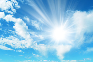 Obraz na płótnie Canvas blue sky with clouds and sun