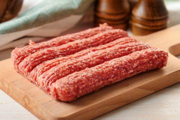 Fresh raw beef kebabs