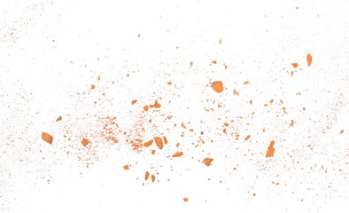 Fototapeta premium Shattered brick dust isolated on white background, top view