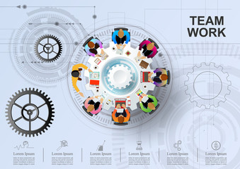 Business meeting and brainstorming. Idea and business concept for teamwork. Vector .