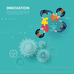 Obraz premium Business meeting and brainstorming. Idea and business concept for teamwork. Vector .