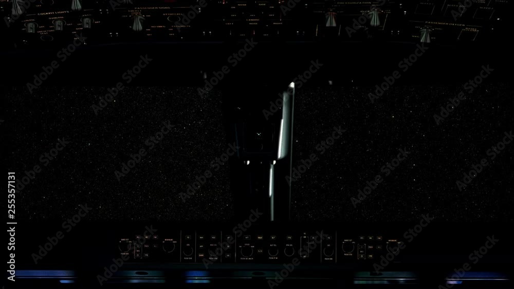 Poster the view from a space shuttle cockpit as it drifts out into the universe.