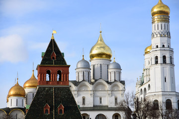 Architecture of Moscow Kremlin. Color photo.