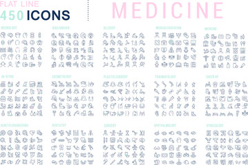 Set Vector Line Icons of Medicine and Health.