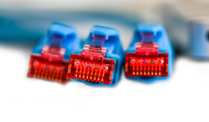 fast internet connection blue network cable background