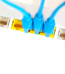fast internet connection blue network cable background