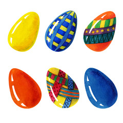 Seamless Easter eggs colorful beauty set whit yellow, orange, blue eastereggs and egss whit ornamental decorative elements