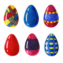 Seamless Easter eggs colorful beauty set whit red, blue, yellow eastereggs, and egss whit ornamental decorative elements