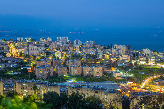 skyline of tiberias at shore of galilee, israel