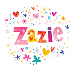 Zazie girls name decorative lettering type design