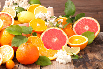 assorted citrus fruit, orange, lemon and grapefruit