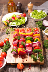 raw beef with tomato barbecue on board