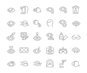 Set Vector Line Icons of Ophthalmology.