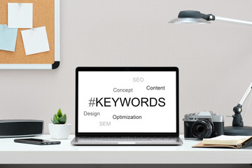 Keyword seo content website tags search. SEO positioning service in the screen