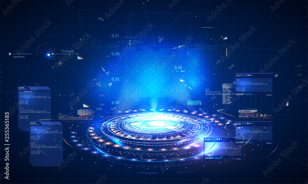 Fototapete futuristic hologram, layout for your hud gui ui style design. futuristic sci-fi user interface from 