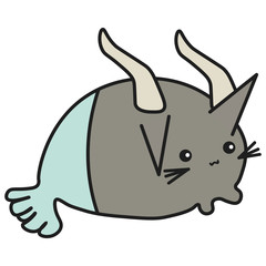 Bunny Capricorn zodiac sign in cartoon style.