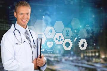 Beauty woman doctor abstract app background blog business communicate