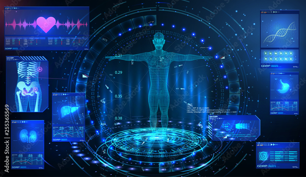 Leinwandbilder hud ui gui element ui medical examination. display a set of virtual interface elements. health techn
