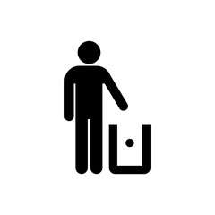 Trash to bin packaging symbol simple flat style icon isolated