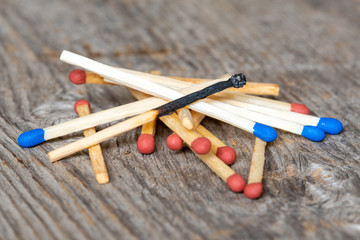 Pile of wooden matchsticks