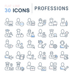 Set Vector Line Icons of Professions.